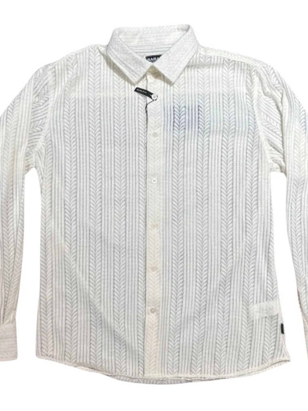 Barabas Ivory Cable Knit Button Up Long Sleeve Shirt